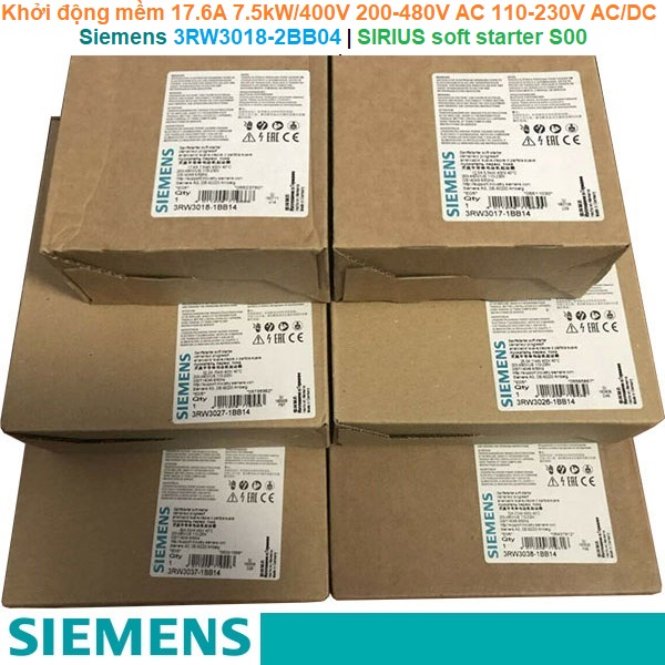 Siemens 3RW3018-1BB14 | Khởi động mềm SIRIUS soft starter S00 17.6A 7.5kW/400V 200-480V AC 110-230V AC/DC